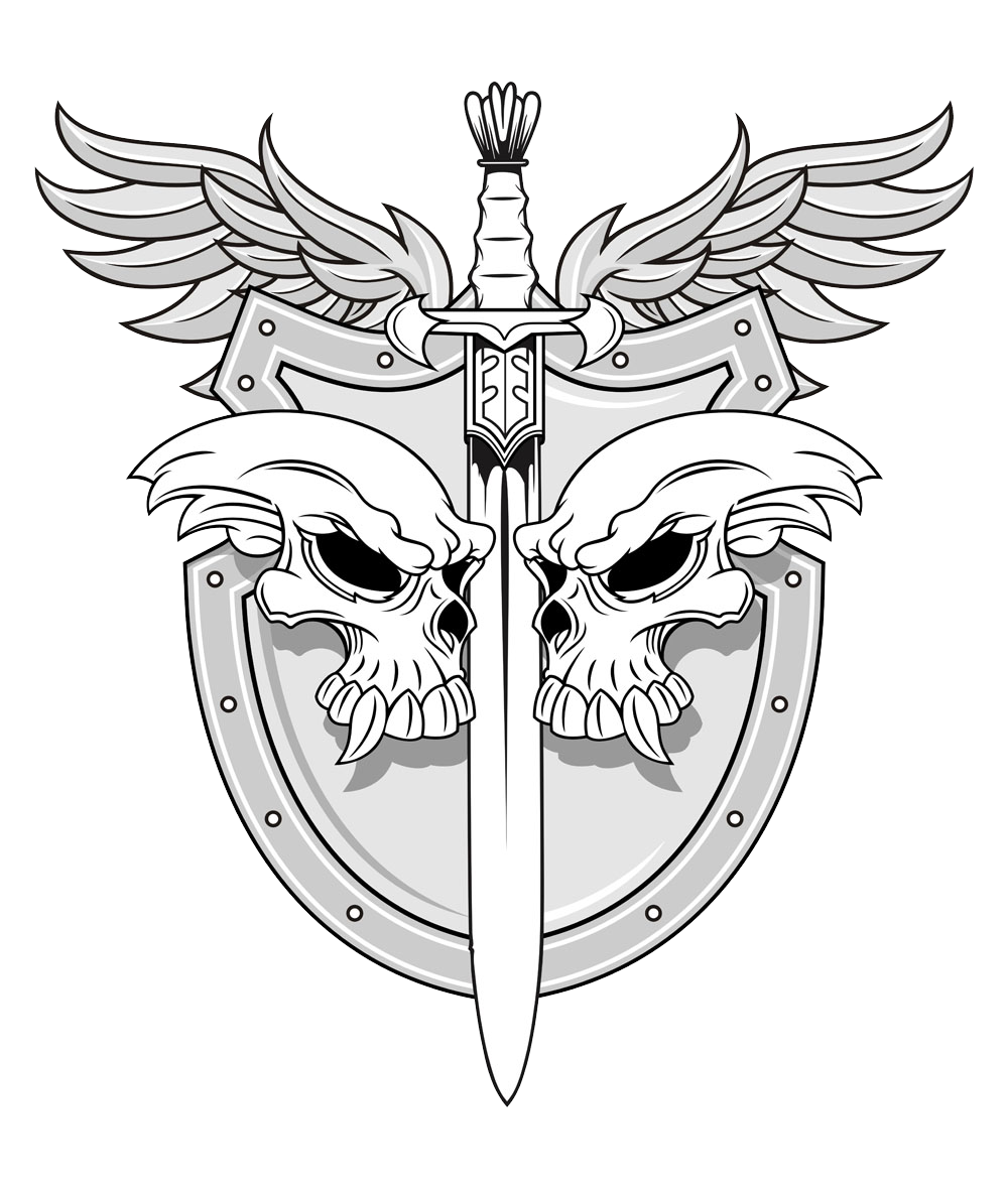Shield Skull Sword Illustration Vector Human Symbolism Clipart