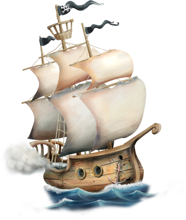 Pirate Ship Watercraft Cartoon Hand-Painted PNG File HD Clipart