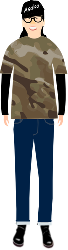 Of Trendy Guy In T- Shirt With Camouflage Pattern Clipart