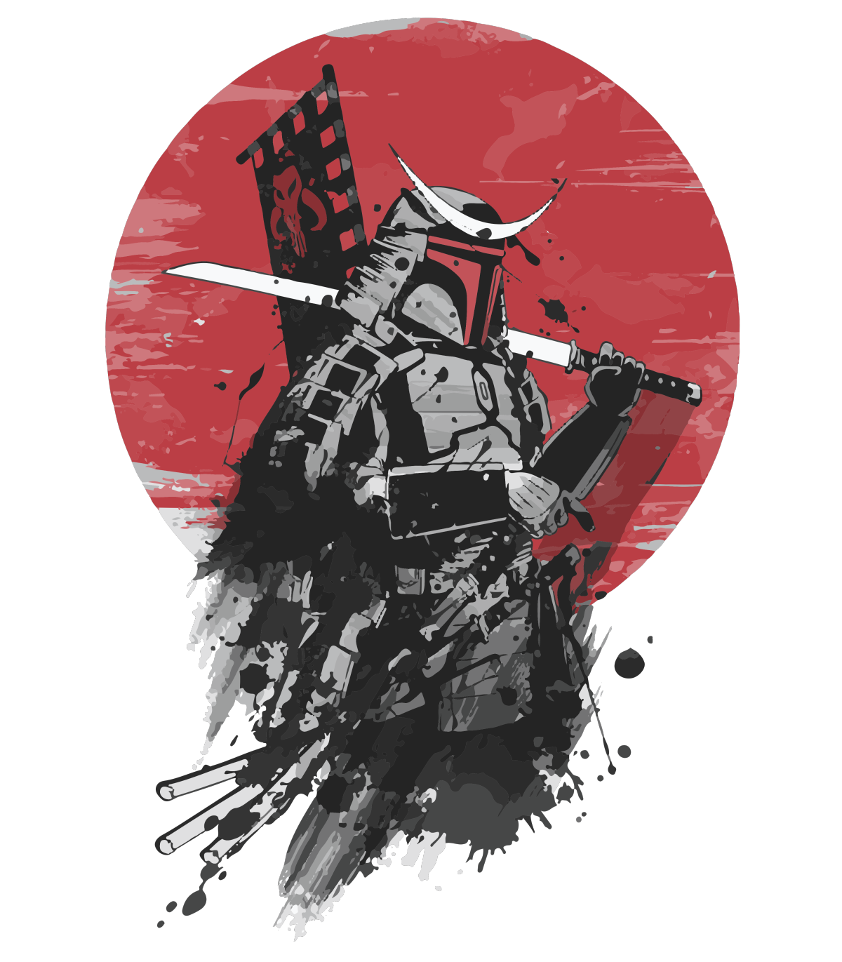 Fett Armor Boba Mandalorian T-Shirt Samurai The Clipart