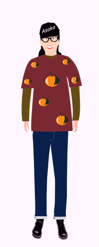 Of Trendy Guy In T- Shirt With Orange Pattern Clipart