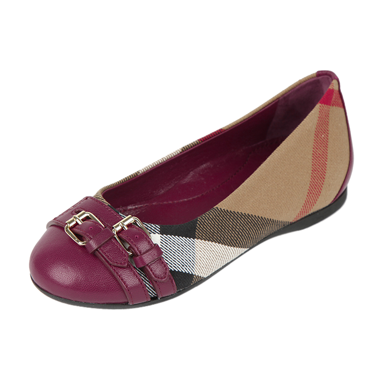 Burberry Ballet Shoes Flat Pattern Maroon Children'S Clipart