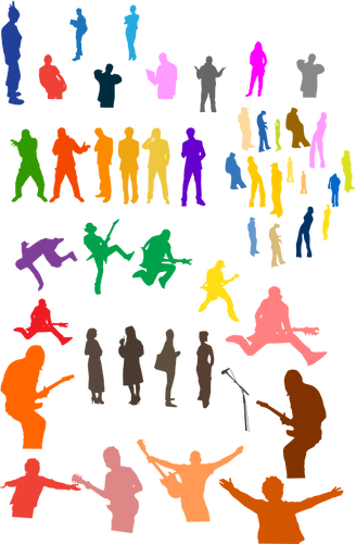 Silhouette Of Music Artists Clipart