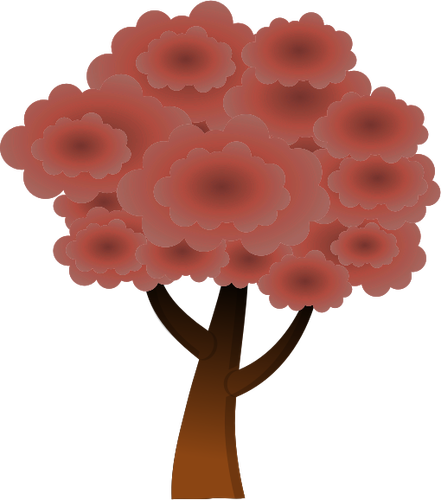 Red Silhouette Of A Wood Tree Clipart