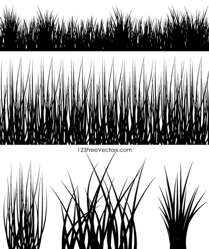Silhouette Of Grass Straws Clipart
