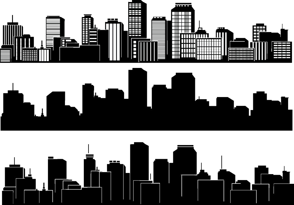 Building City And Silhouette Skyline Black White Clipart