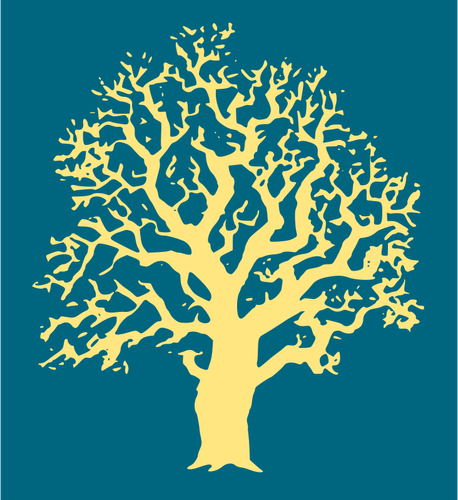 Of Oaktree Silhouette In Yellow Clipart