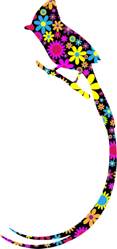 Floral Bird Silhouette Clipart