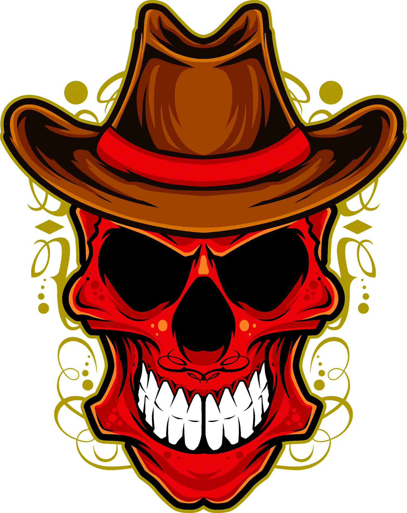 Skull Cowboy Photography T-Shirt Hat Stock Clipart