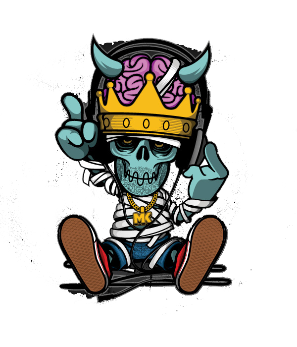 Hip Skull Rapper Illustration Graffiti Hop Cartoon Clipart