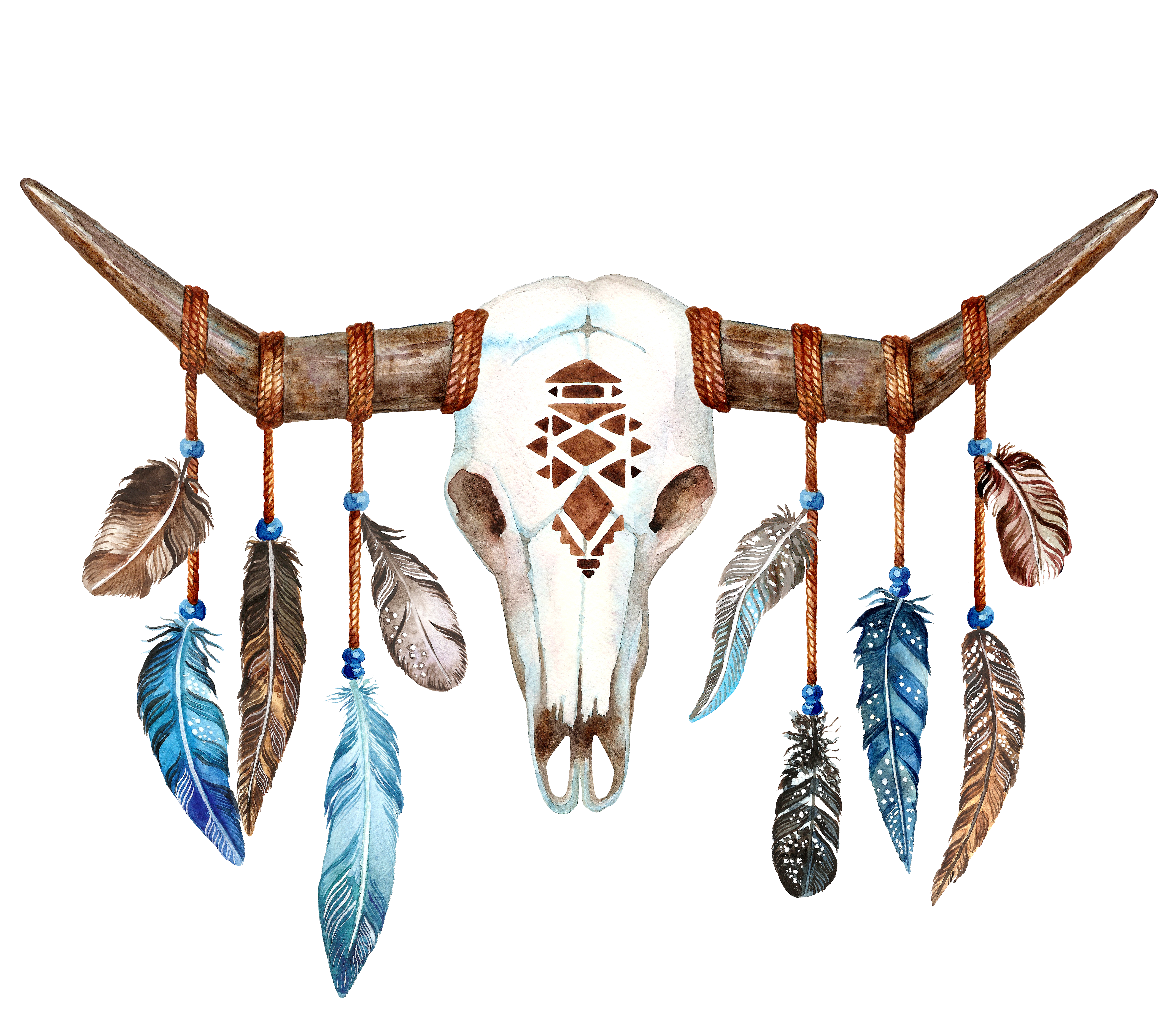 Sheep Skull Boho-Chic Bull Longhorn Texas Clipart