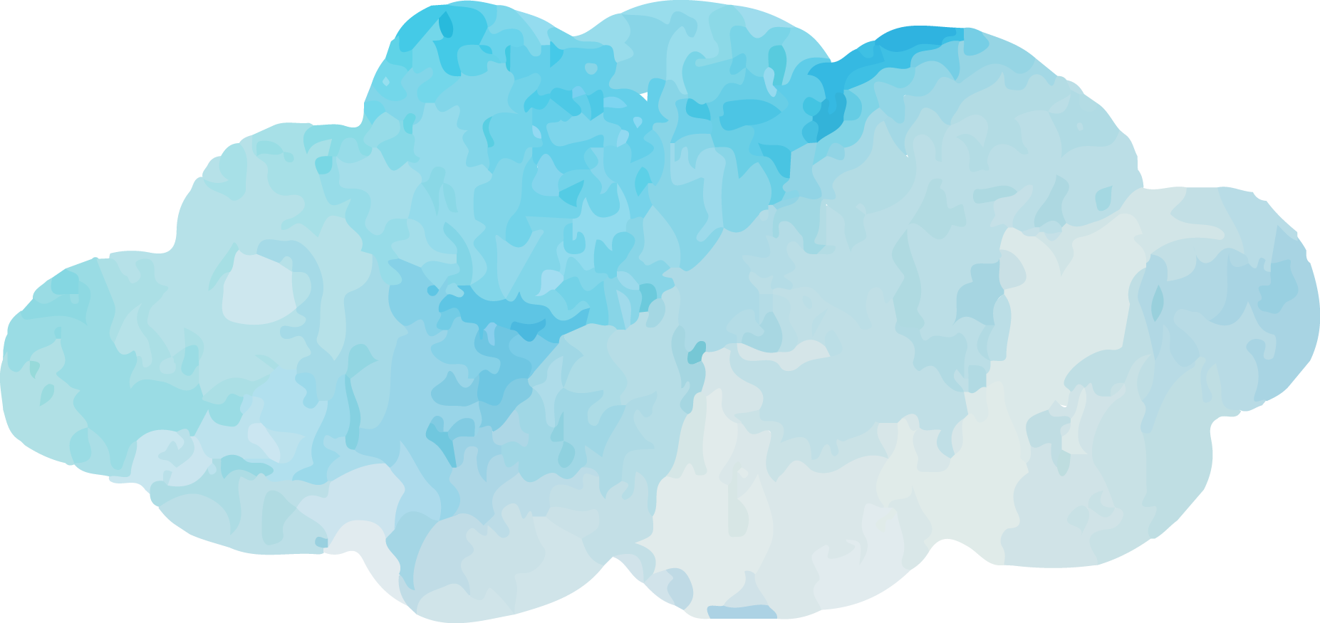 Blue Turquoise Clouds Sky Watercolor Vector Font Clipart