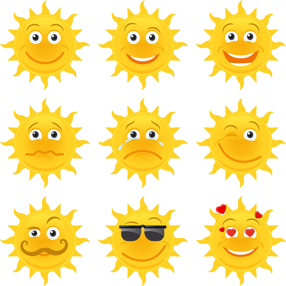 Sun Face Facial Smile Emoji Expression Cartoon Clipart