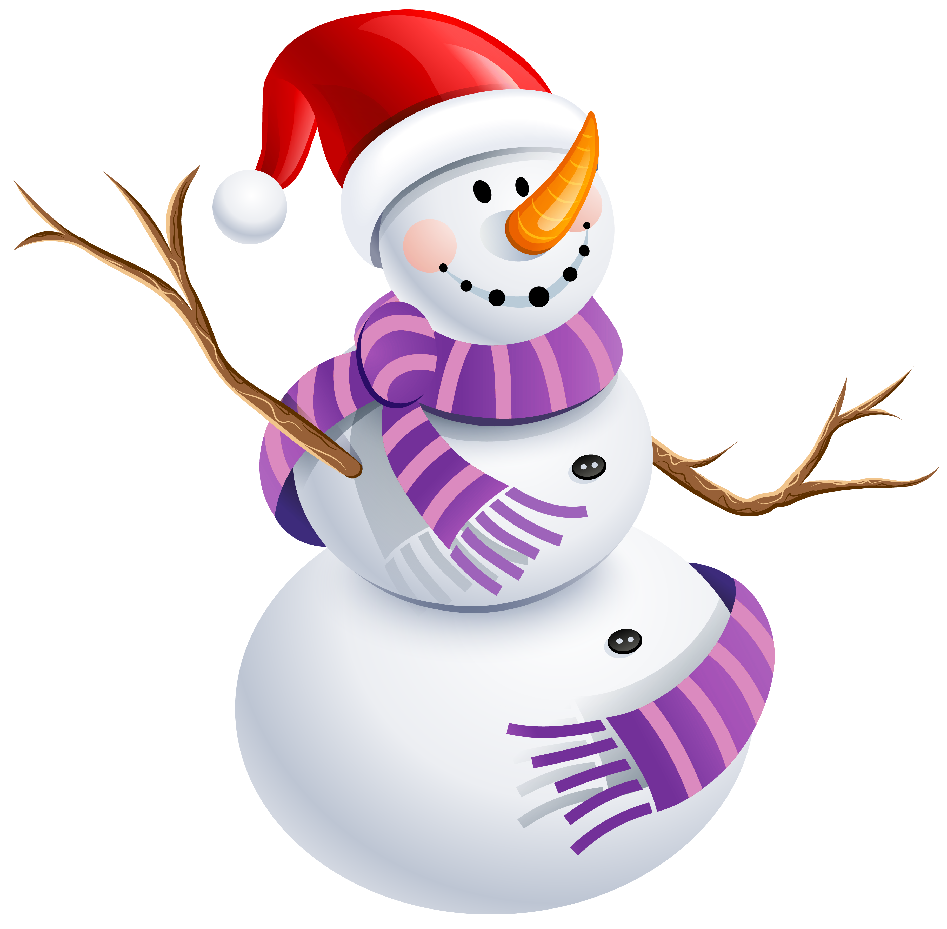 Snowman Picture Purple Sticker Character With Scarf Clipart