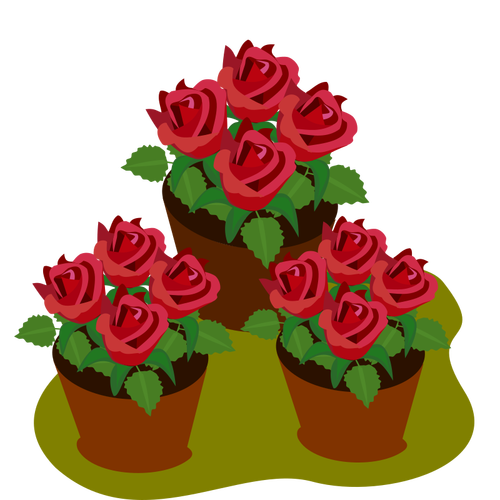 Pots With Roses Clipart