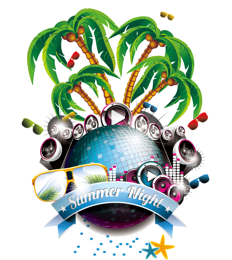 Decorative Summer Great Elements Flyer Party Posters Clipart