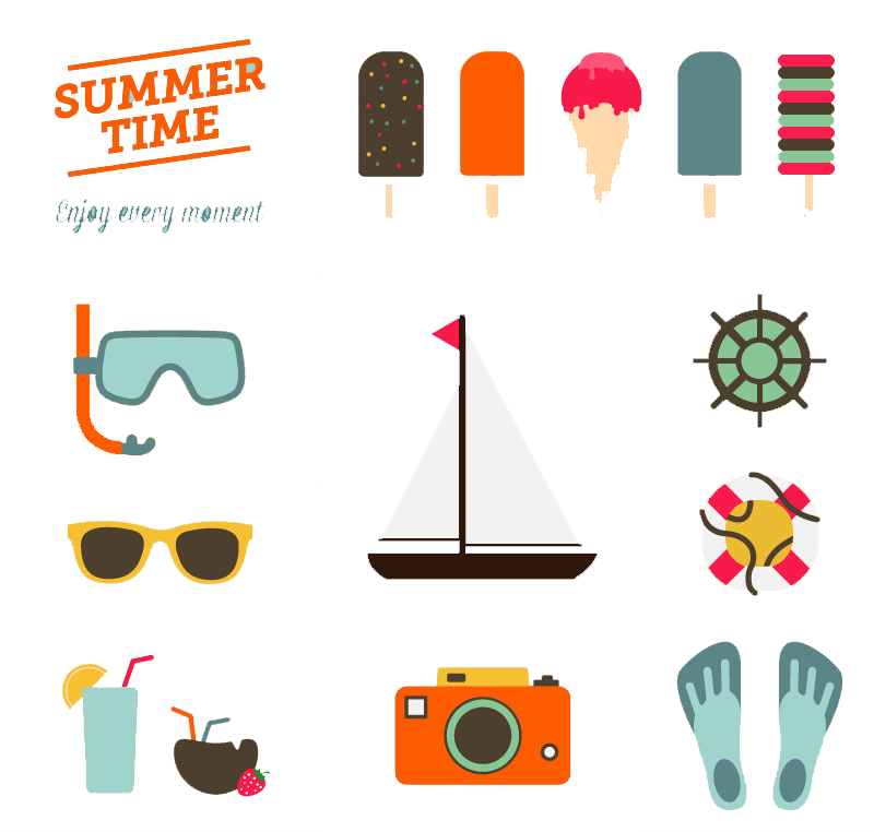 Summer Material Flat Wedding Vacation Element Vector Clipart