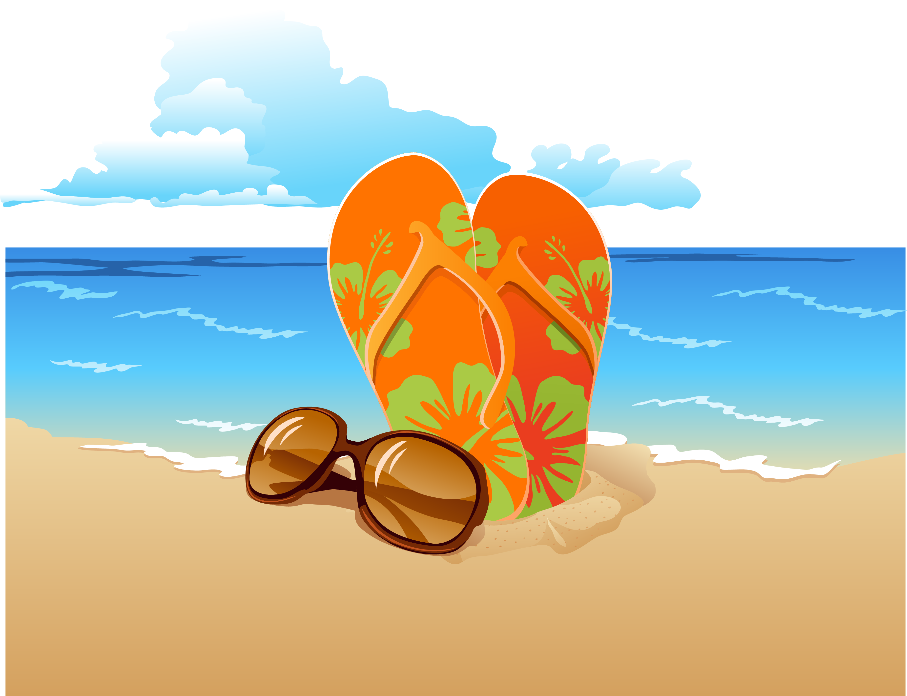 Sandal Sunglasses Flip-Flops Slipper Vector Beach Clipart