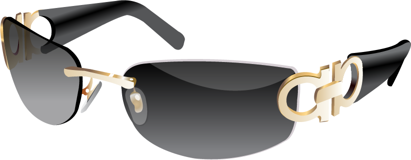 Fashion Sunglasses Gold Frame Accessory Designer Black Clipart