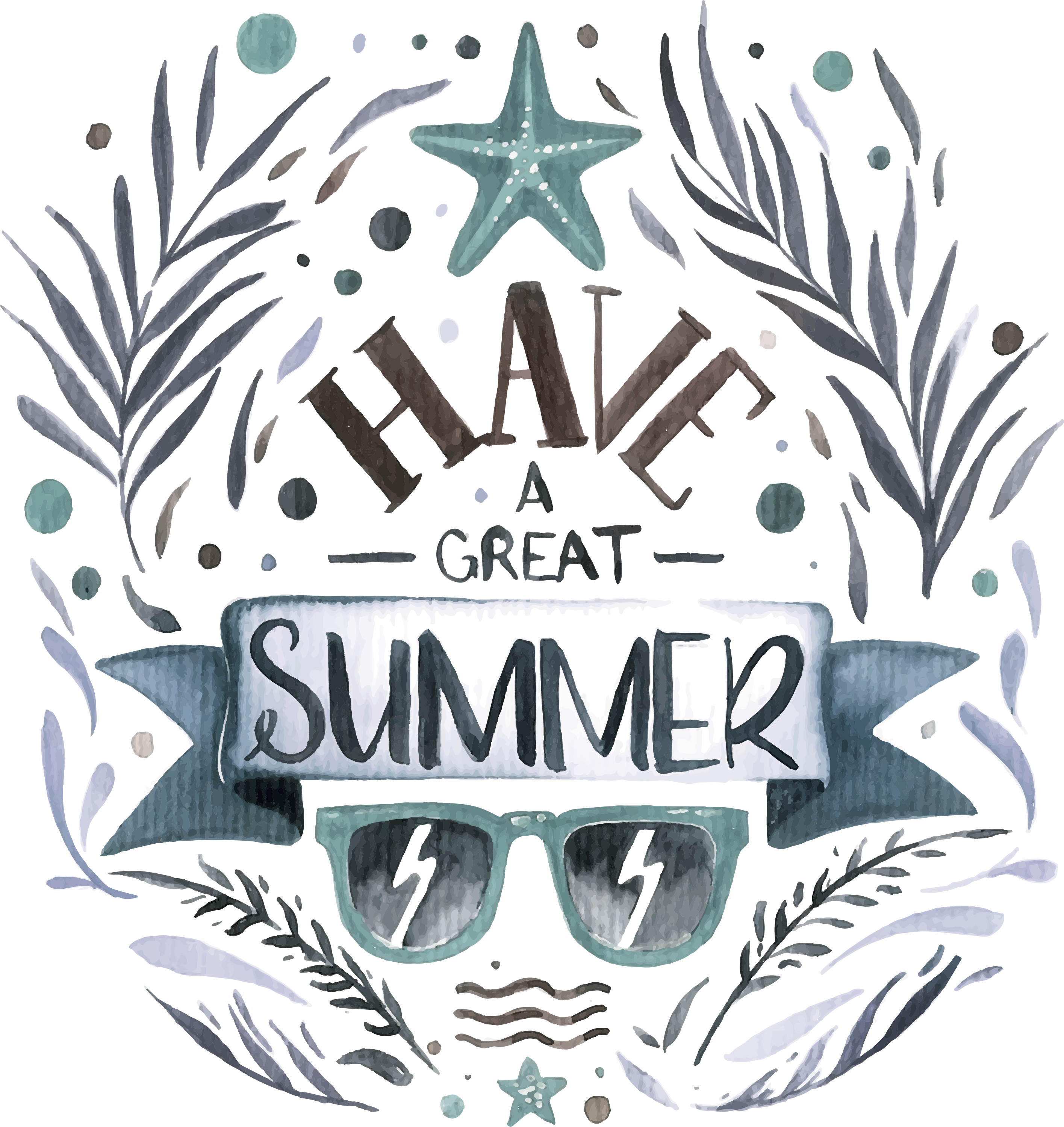 Summer Sticks, Poster Sunglasses, Illustration Watercolor Posters Clipart