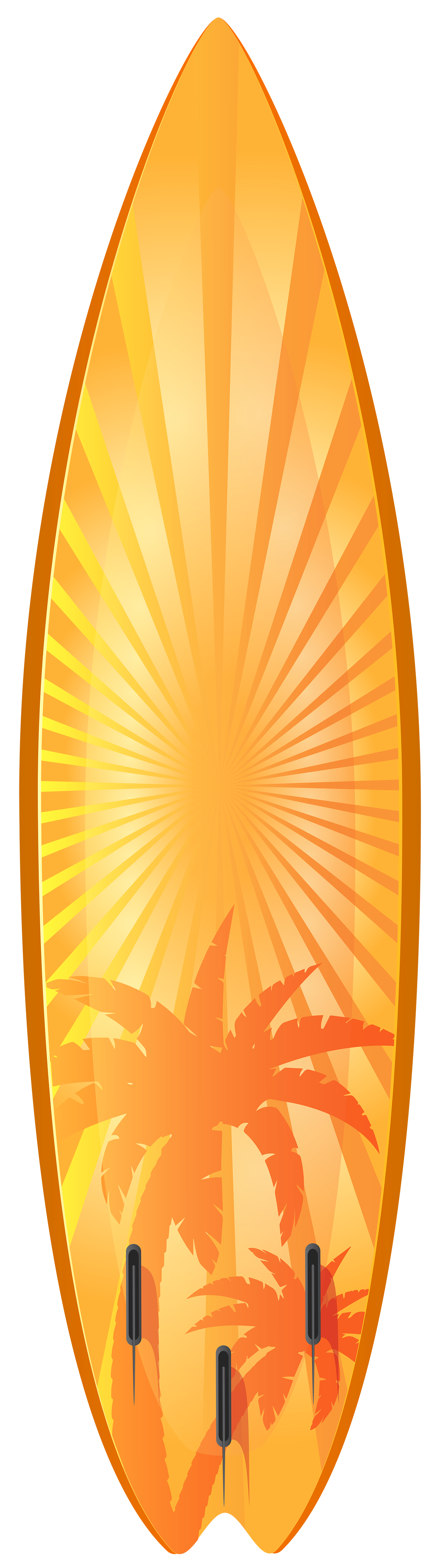 Orange Surfboard With Palm Trees Transparent Image Clipart