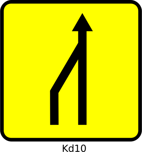 Of Left Lane Reduction Roadsign In France Clipart