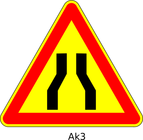 Of Road Narrows Ahead Temporary Triangular Road Sign Clipart