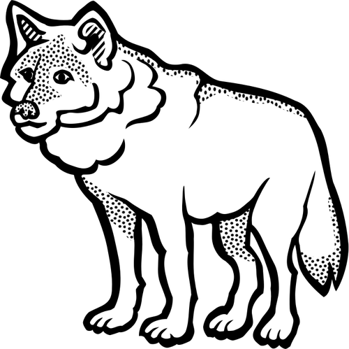 Thick Outline Wolf Illustration Clipart