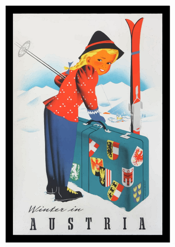 Winter In Austria Vintage Travel Poster Clipart
