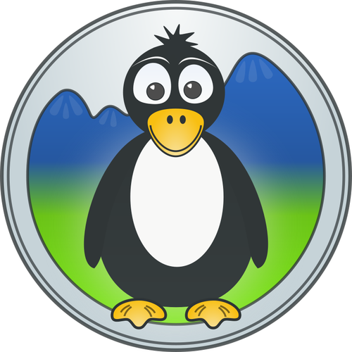 Penguin In Mountains Logo Clipart