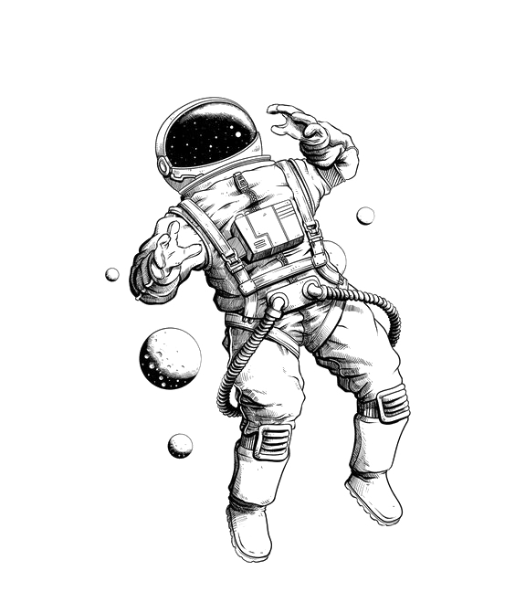 Tattoo Pencil Illustration Astronaut Drawing Hand-Painted Clipart