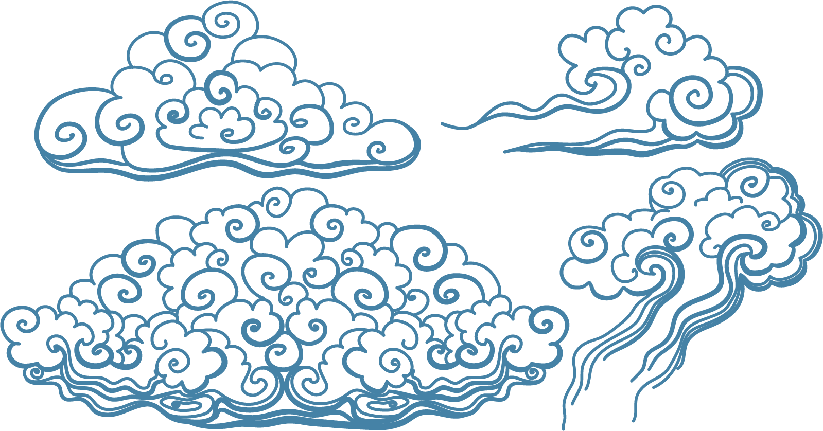 Blue Tattoo Art Vector Clouds Irezumi Japan Clipart