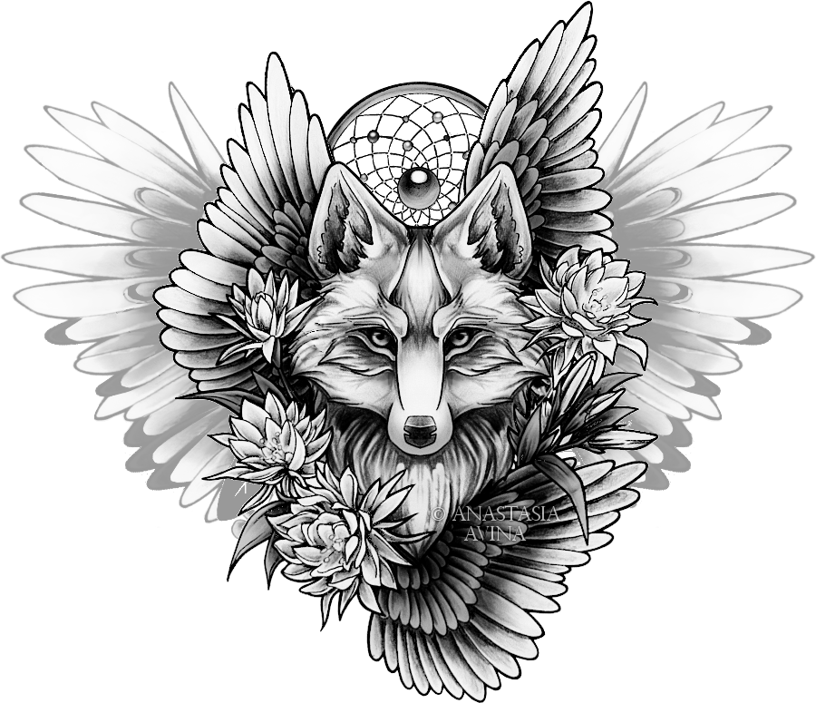 Viking Tattoo Sketch Skull Sleeve Fox Drawing Clipart