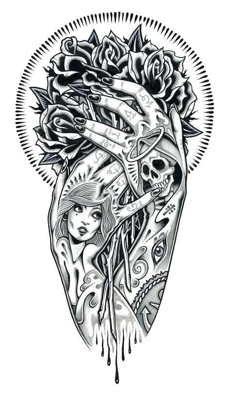 Tattoo Art Illustration Hand Renderings Drawing Clipart