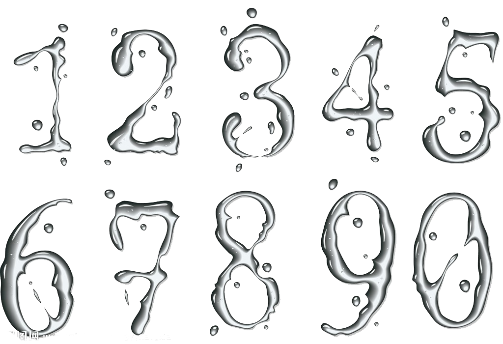 Water Tattoo Number Droplets Digital Free Transparent Image HQ Clipart