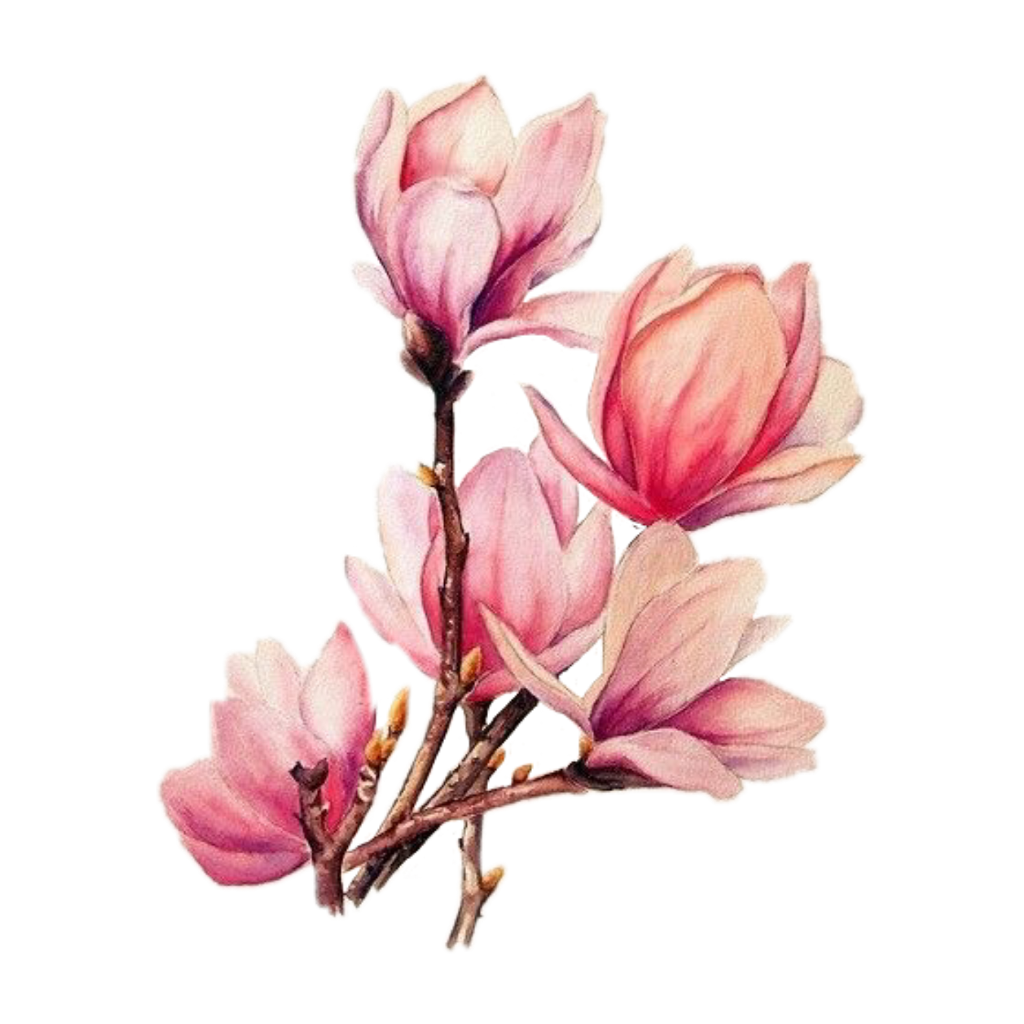 Tattoo Flower Branches Magnolia Watercolour Watercolor Flowers Clipart