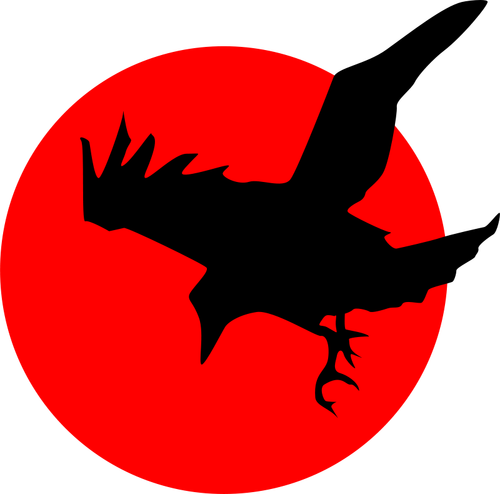 Raven Over Red Moon Clipart