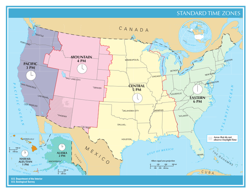Us Time Zones Clipart