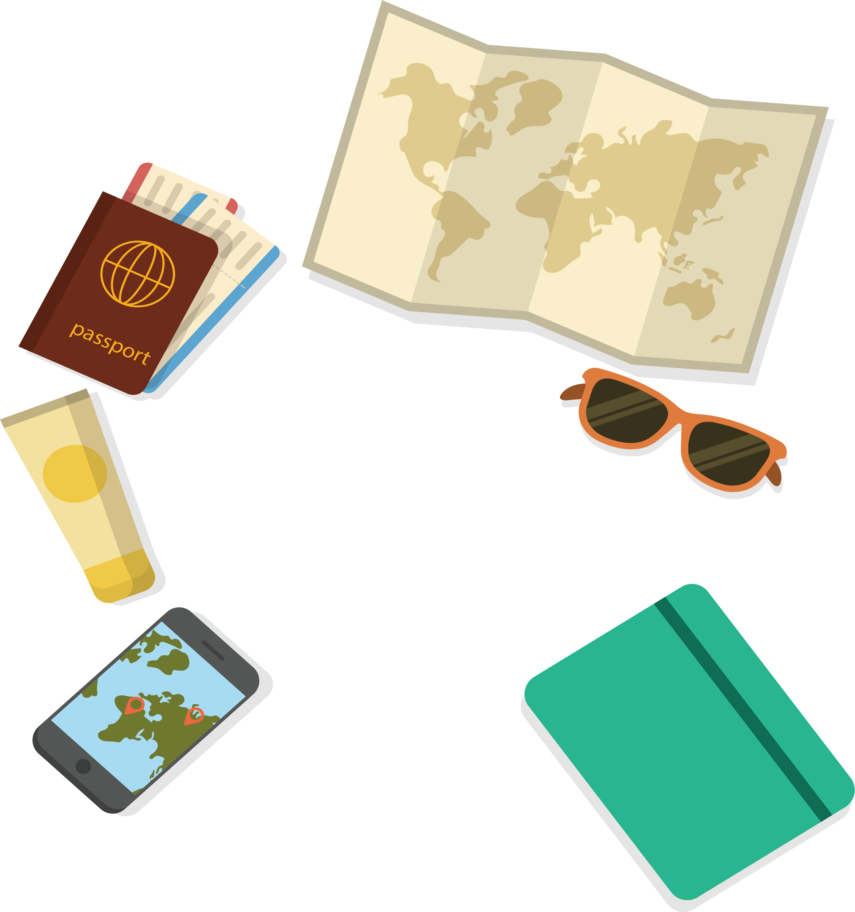 Tourist Poster Travel Map, Visa Passport Passport, Clipart