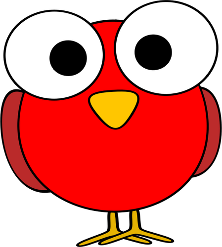 Red Large Eyed Bird Illustration Clipart