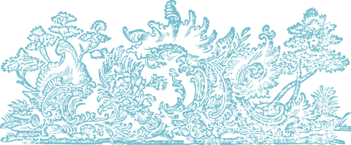 Ornamental Waves And Trees Clipart