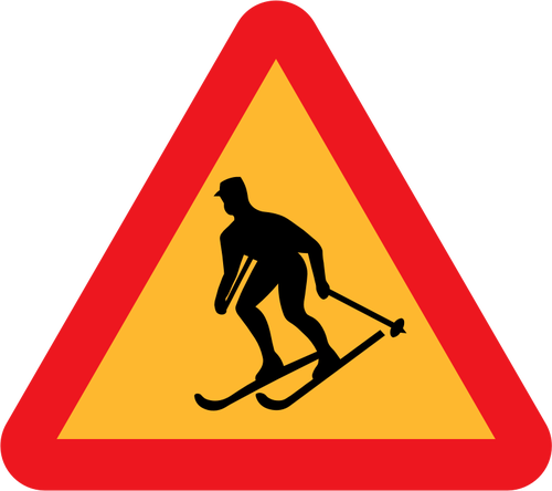 Warning Sign Ski Racer Clipart
