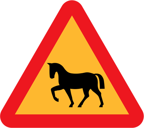 Horse On Road Traffic Sign Clipart