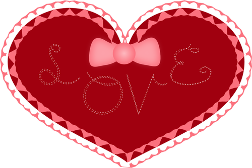 Valentines Day Heart With Lace And Love Stitched On It Clipart
