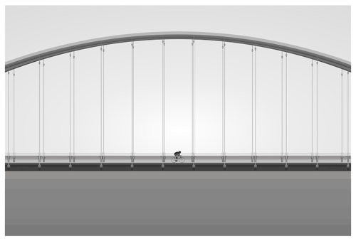 Illustration Of Biker On A Bridge Clipart
