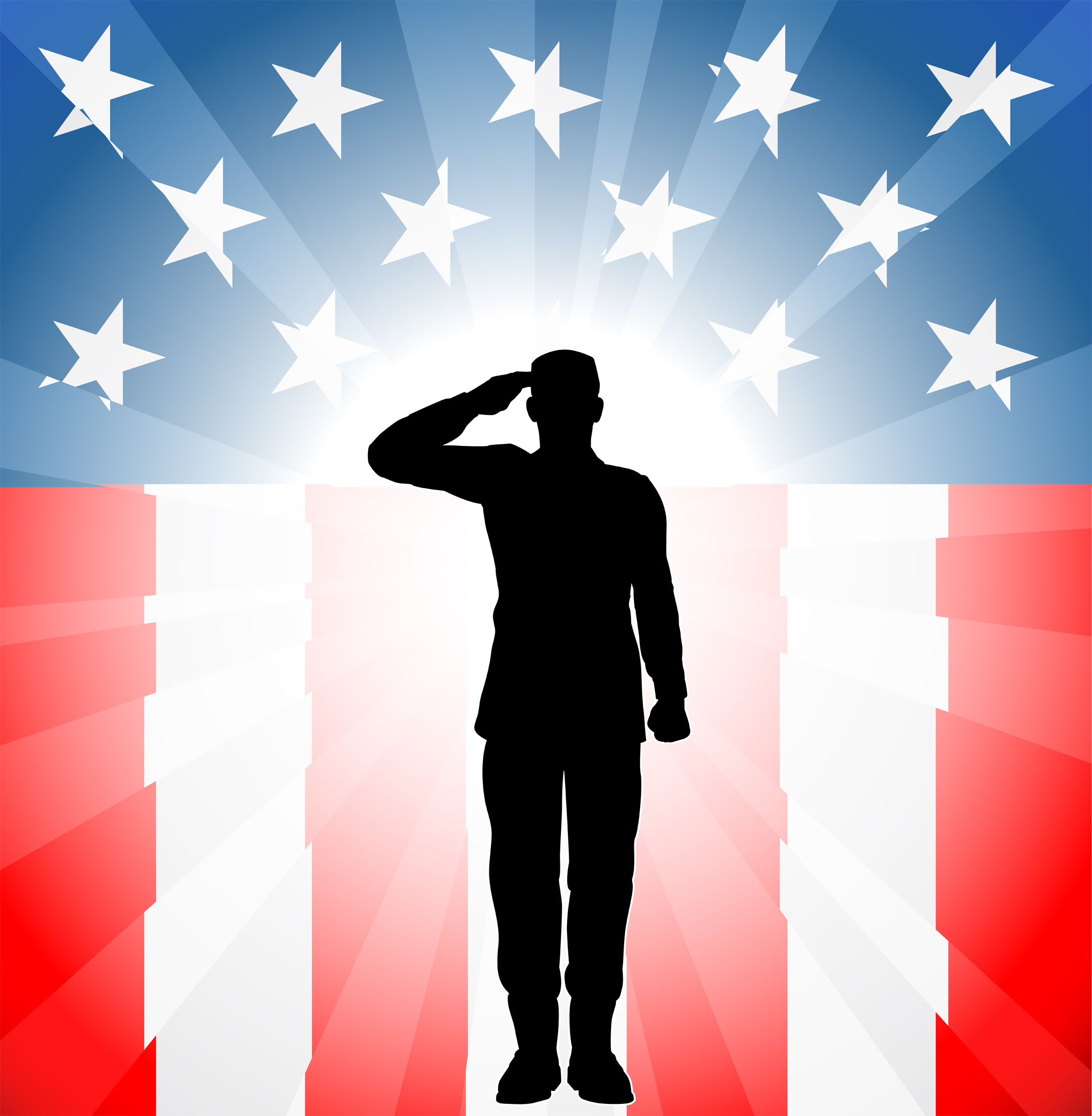 Veterans Day Soldier In Front Of Flag Clipart