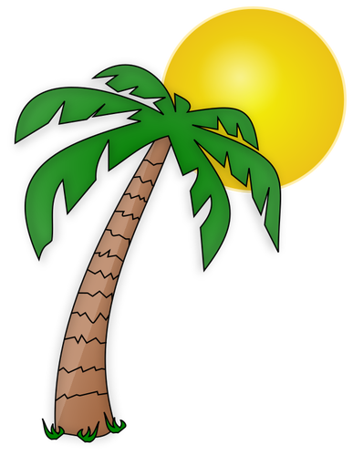 Palm Tree And The Sun Clipart