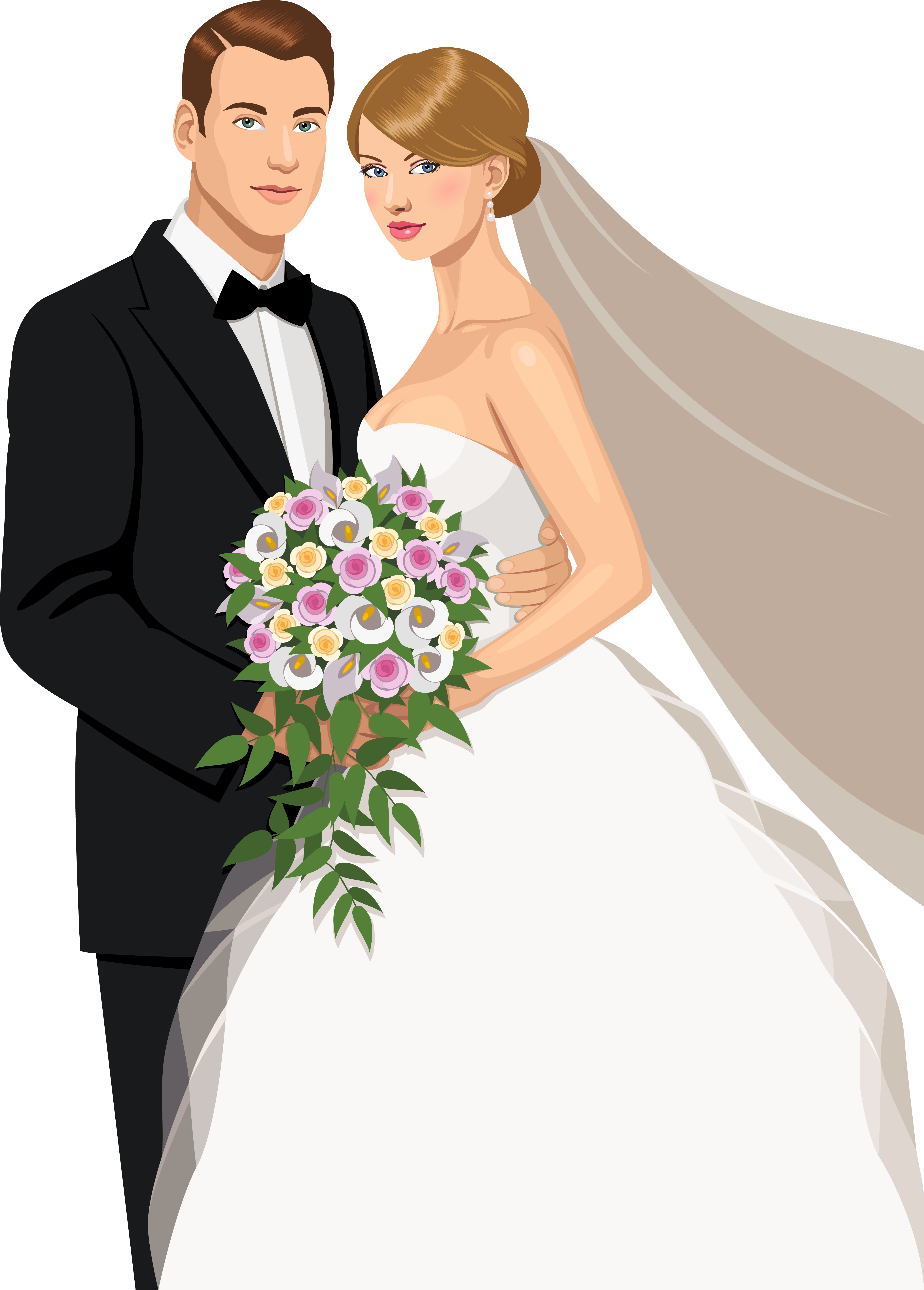 Download And Material Painted Wedding Vector Bridegroom Bride Clipart