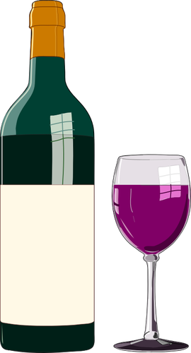 Wine Bottle And Glass Of Red Wine Clipart