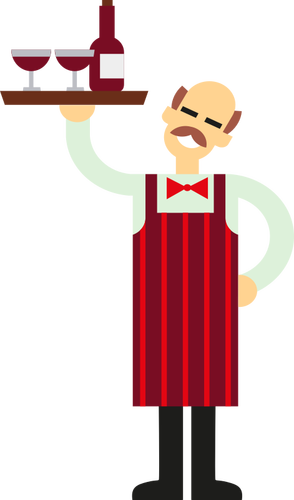 Waiter With Wine Clipart
